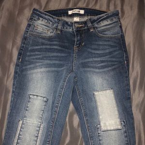 denim jeans with patch detailing